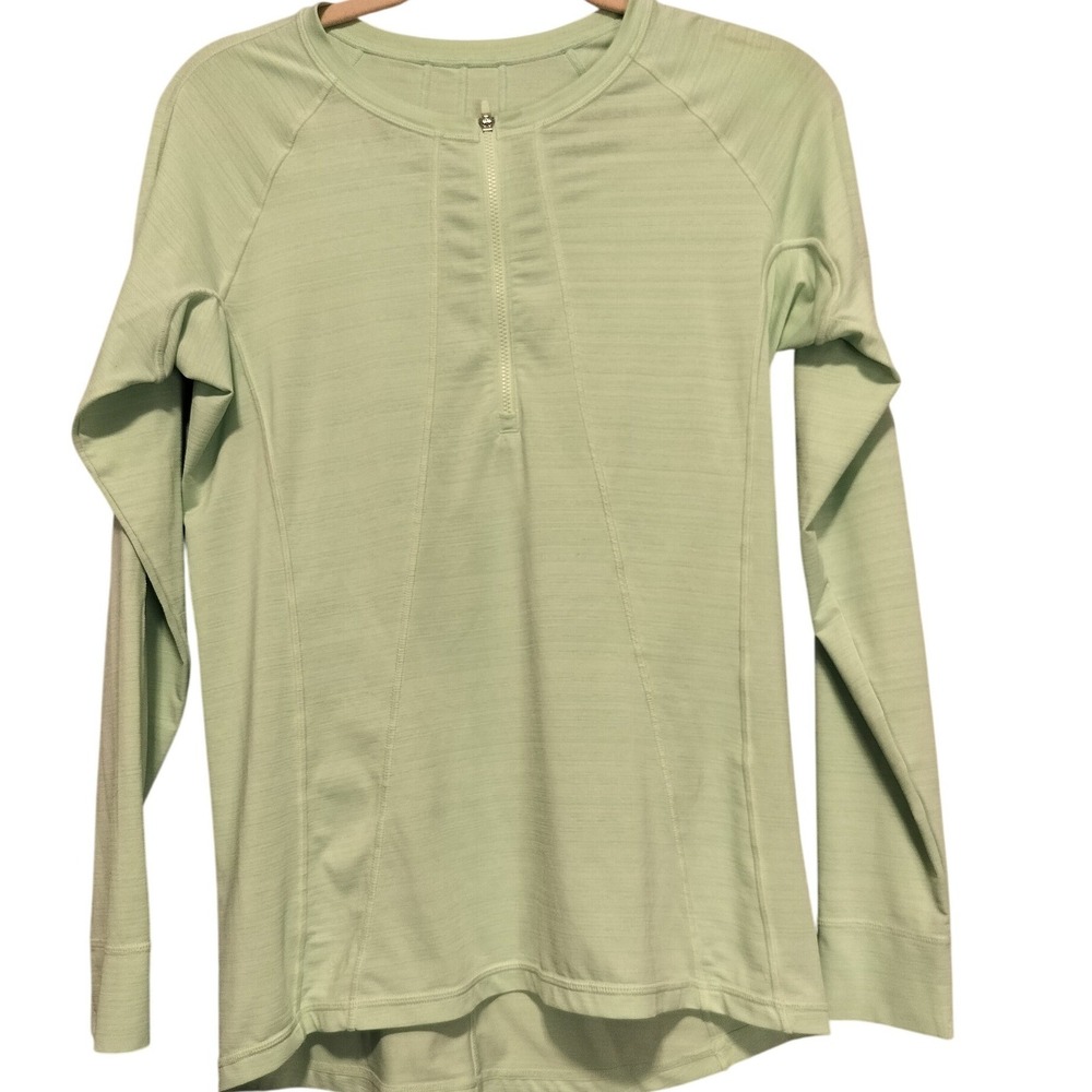 Athleta Long Sleeve Quarter‎ Zip Athletic Pullover Top Women Size M Light Green